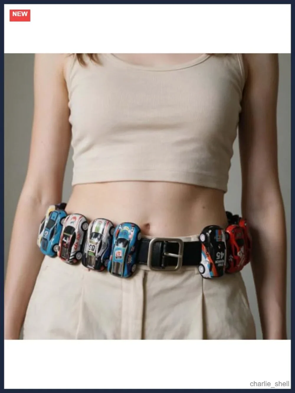 Y2K Multicolor Streetwear Belt with Metal Buckle, 41.7 inches, Unisex